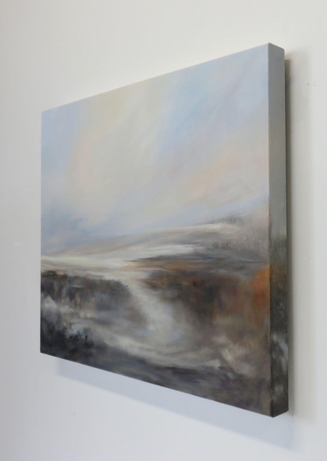 When I Dream, Abstract Oil Painting - Gray Landscape Painting by Jenn Williamson