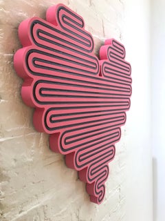 Unraveling Heart, 2020, Jenna Krypell, Wall Sculpture-MDF, Resin, Enamel-Pink