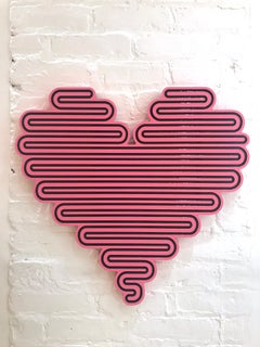 Unraveling Heart, 2020, Jenna Krypell, Wall Sculpture-MDF, Resin, Enamel-Pink