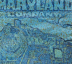 Compañía de Ferrocarriles de Maryland, Tren dinero azul motivo puntillista brillante texto moneda