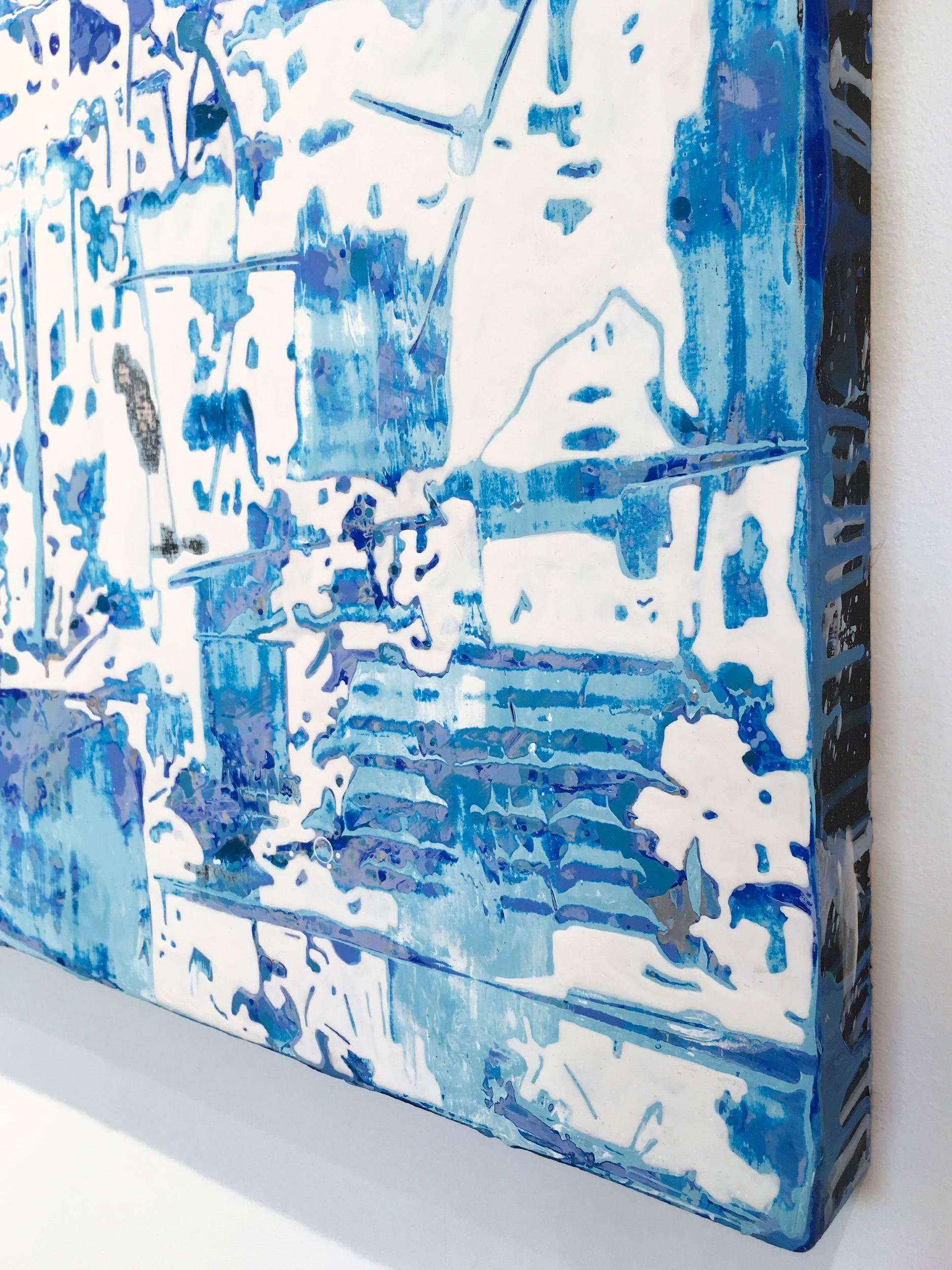 Silver Springs is a contemporary abstract painting by artist Jenna Pirello. In this painting, Pirello uses acrylic paint in many shades of blue and white to transform the panel upon which she works.

Jenna Pirello is a contemporary painter that