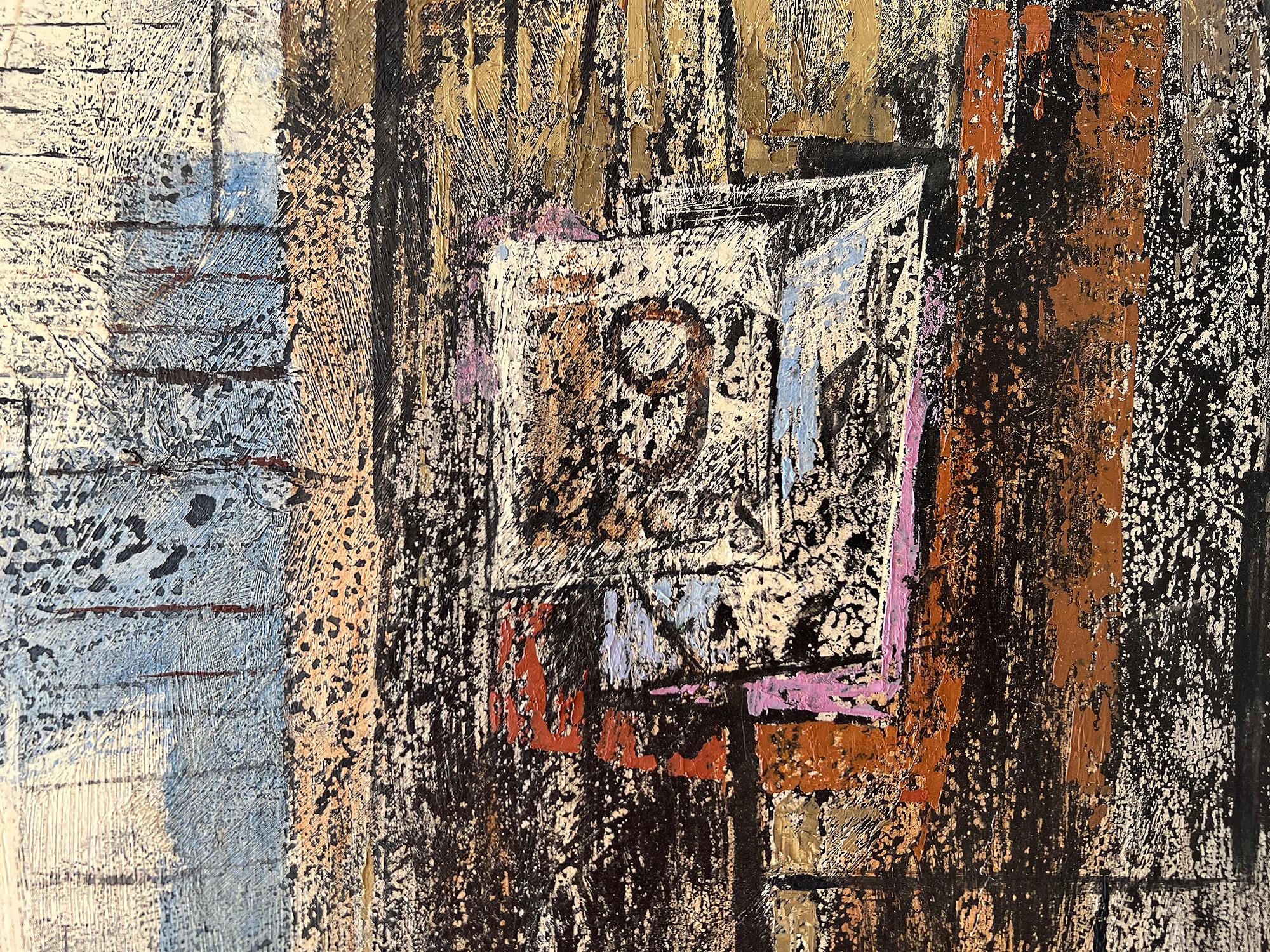 Rückwände-Fence mit Vogel. - Mitte des Jahrhunderts -  WPA-Künstler (Braun), Landscape Painting, von Jenne Magafan