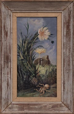 Yellow Flowers, Modernist Outdoor Still Life with Cricket