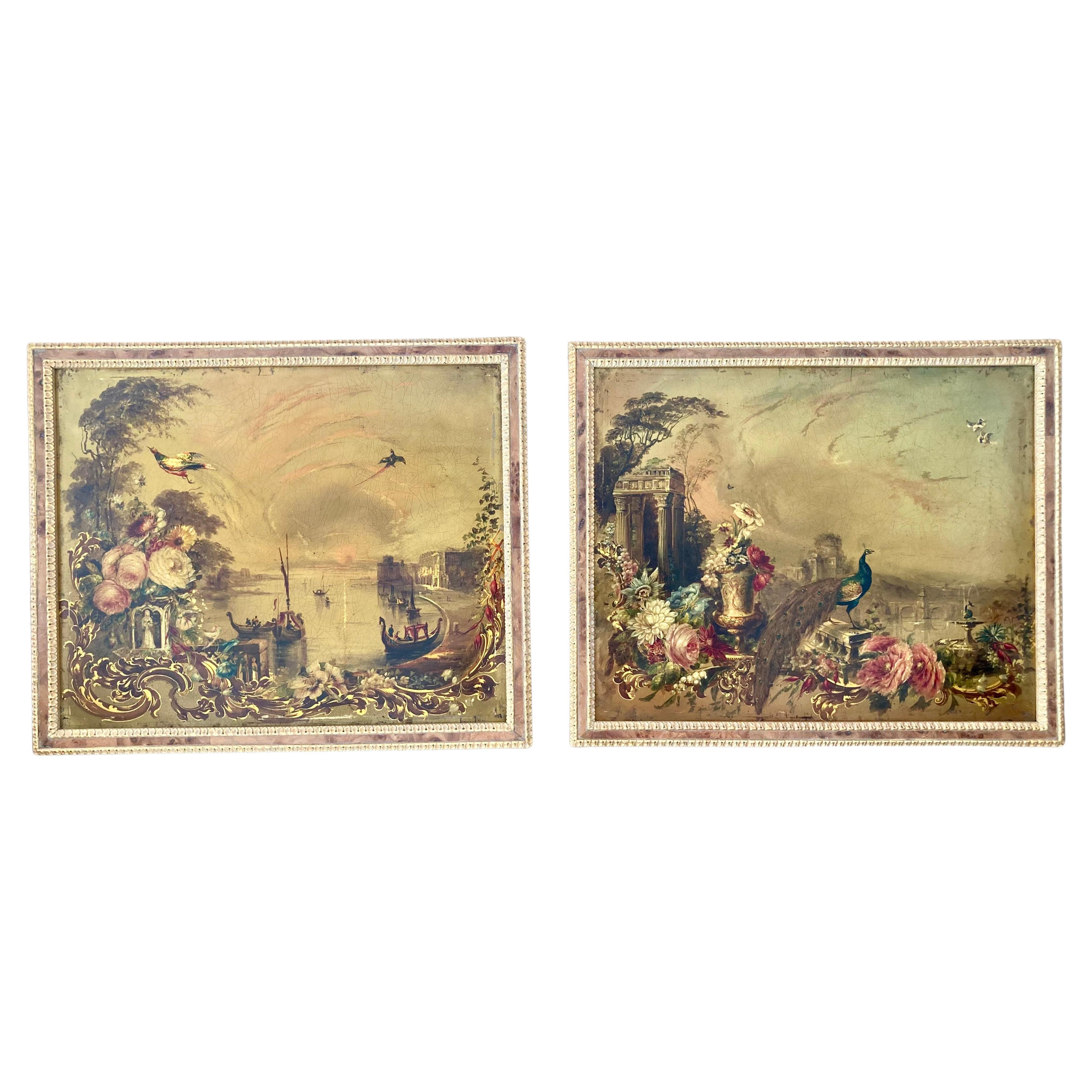Paire de peintures du 19e siècle de Jennens et Bettridge en vente