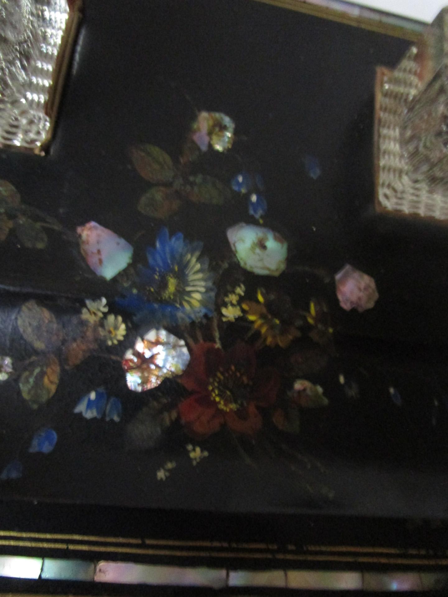 Papier Mâché Inkstand w/ Drawer & Crystal Inkwells English Jennens & Bettridge For Sale 8