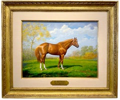 Retro Jenness Cortez, "Secretariat as a Stallion, Claiborne Farm", Equine Oil Painting