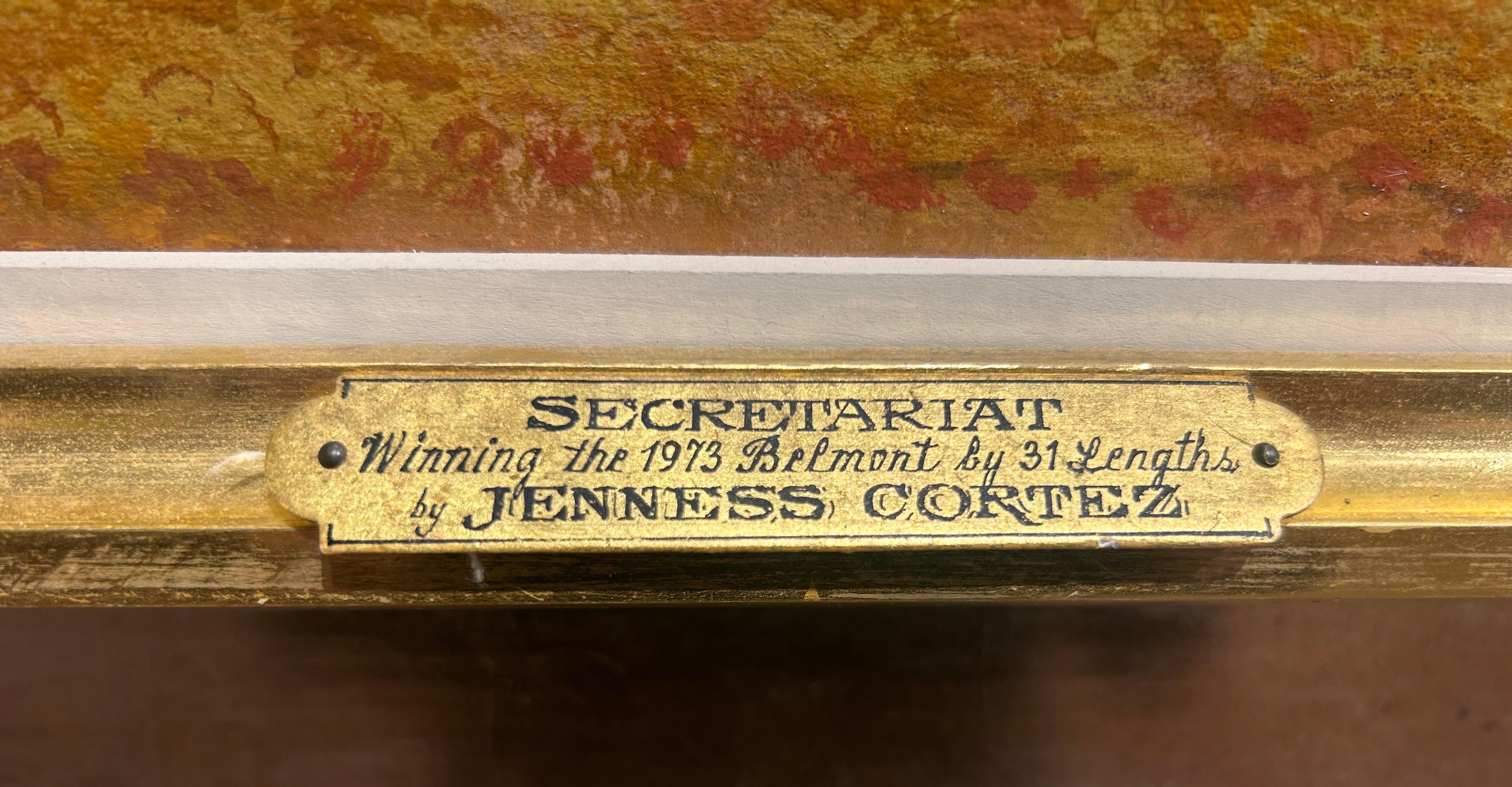 Jenness Cortez, „Secretariat, Winning the Belmont at 31 Length“, Original Ölgemälde im Angebot 5