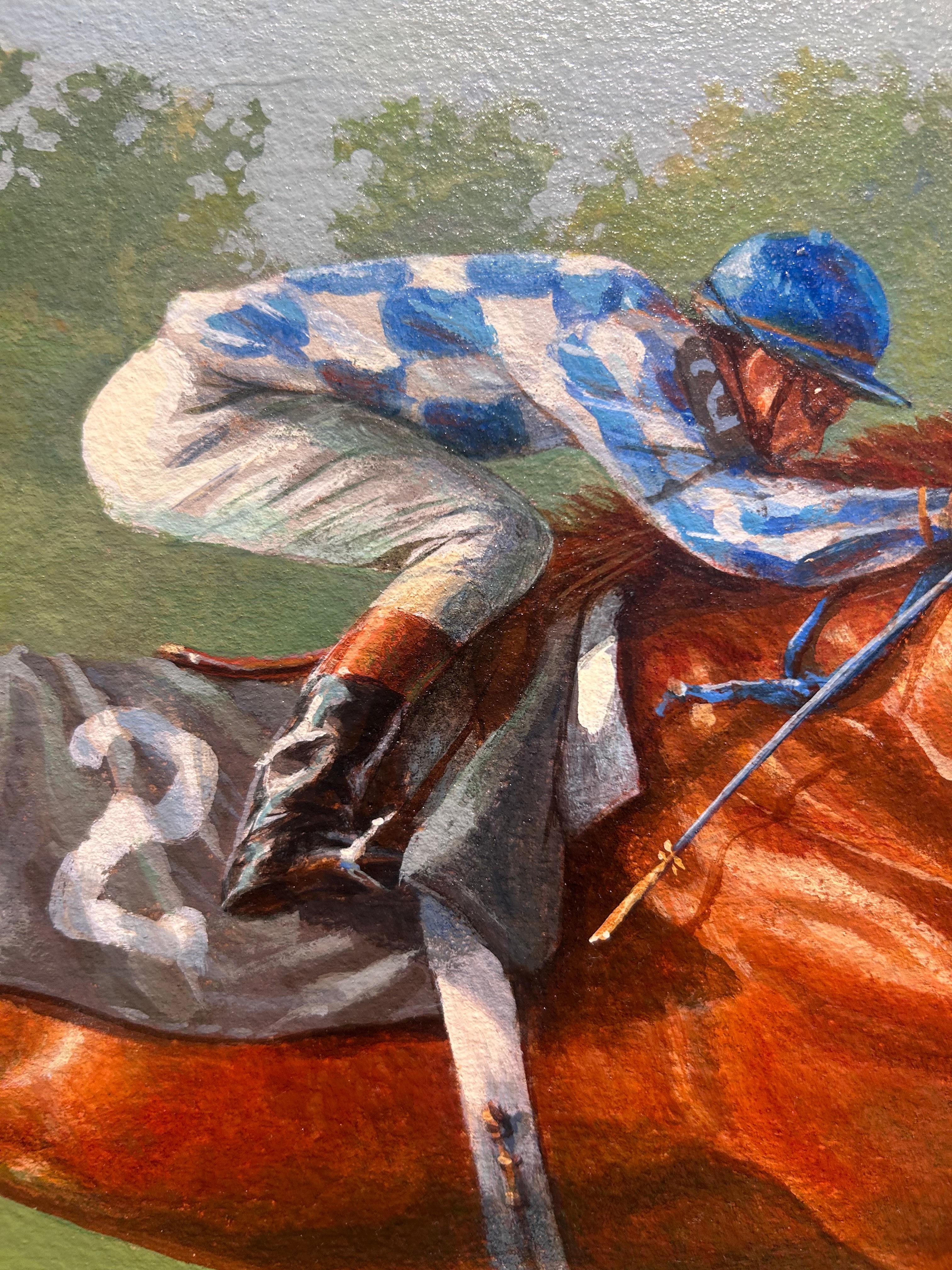 Jenness Cortez, „Secretariat, Winning the Belmont at 31 Length“, Original Ölgemälde im Angebot 7