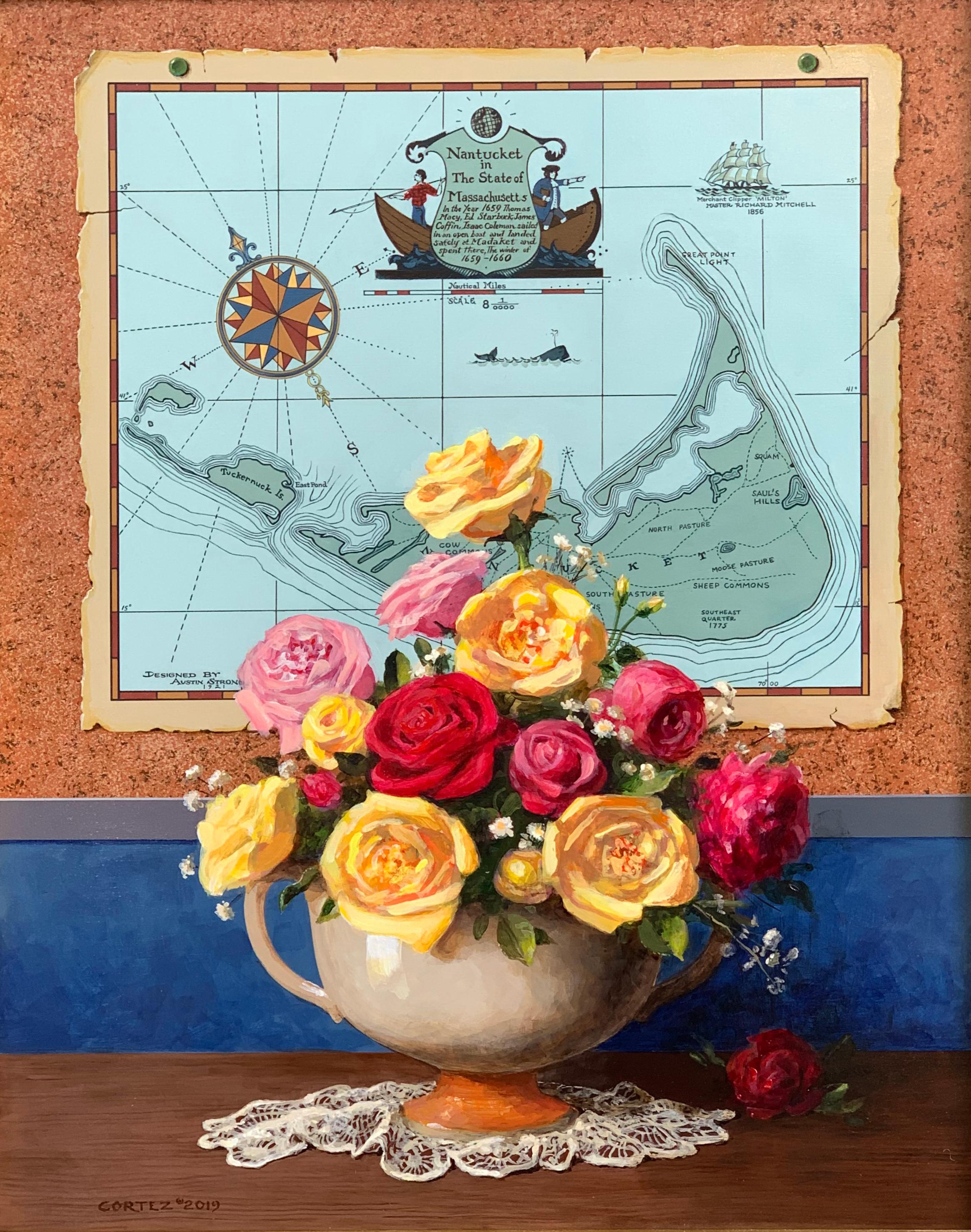 Jenness Cortez Still-Life Painting - Nantucket Roses