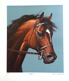 CIGAR-Champion Horse Portrait, Hand Drawn Lithograph, Horse Racing