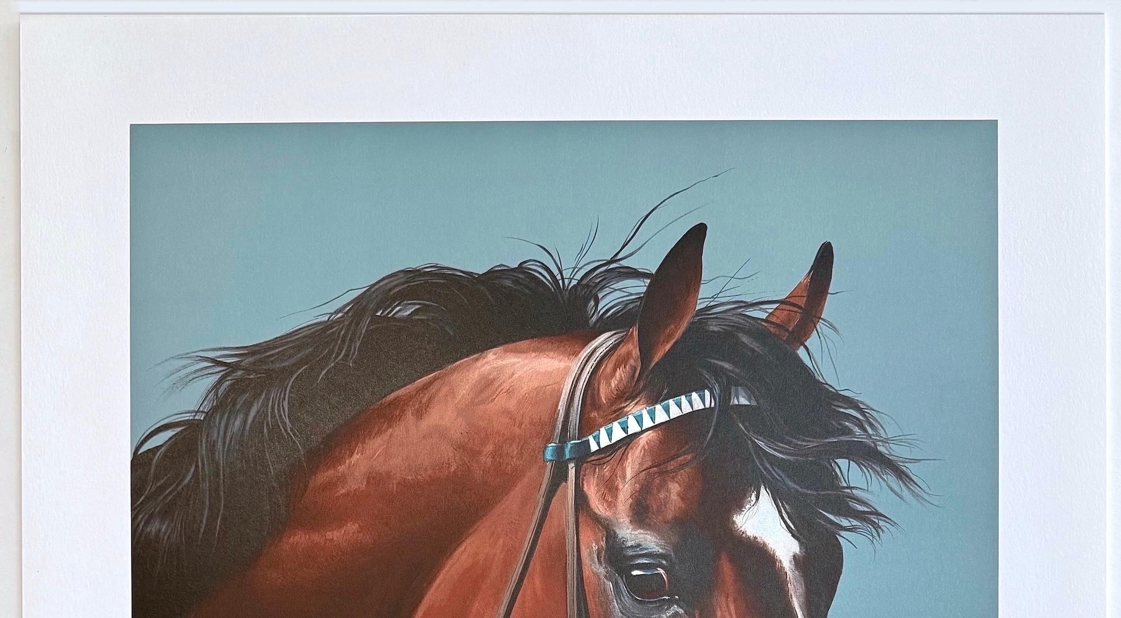 Portrait de cheval de champion signé CIGAR, lithographie d'art de l'équitation, histoire des courses de chevaux en vente 1