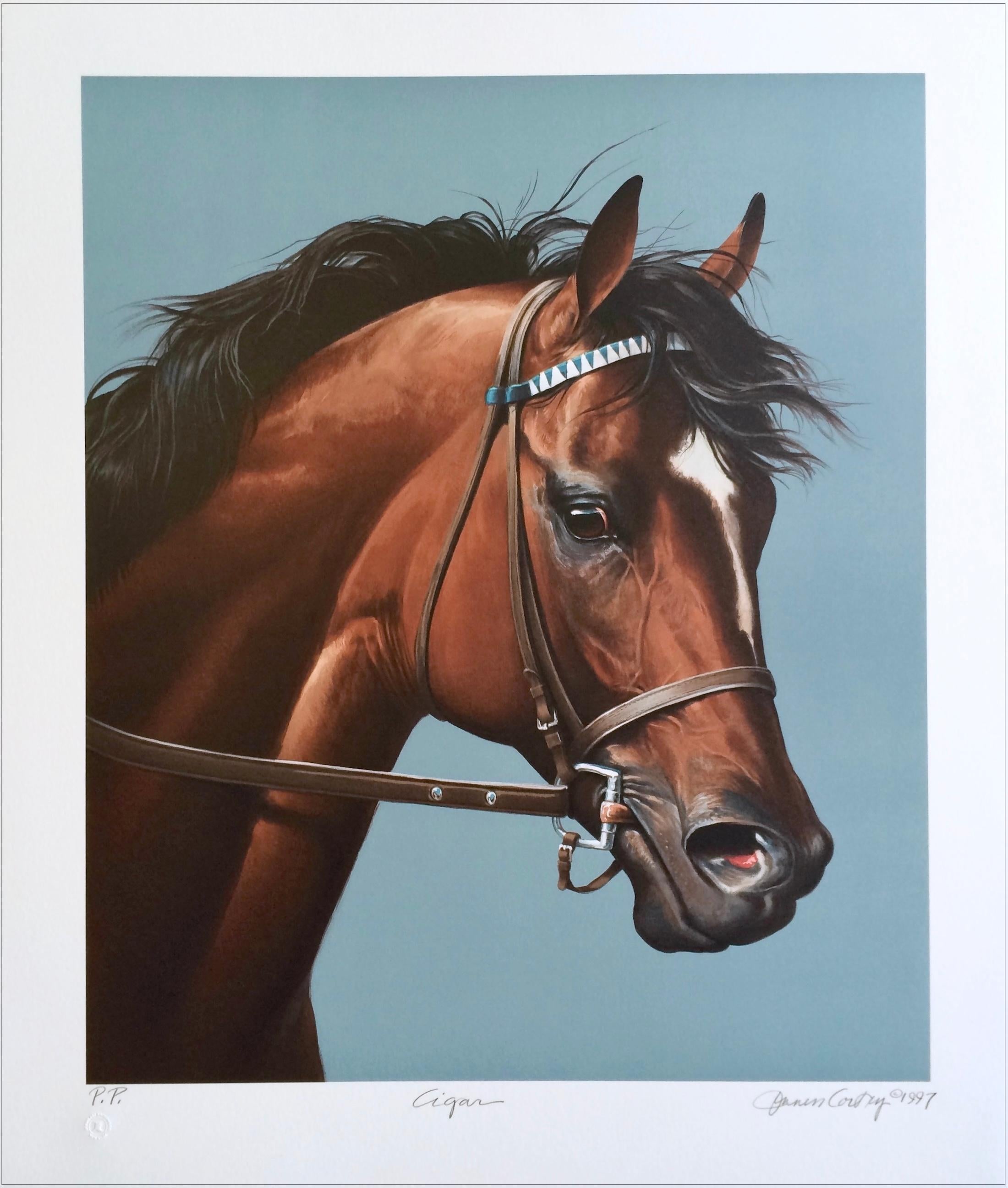 CIGAR Champion Retrato de caballo Litografía firmada Arte equino, Historia de las carreras de caballos