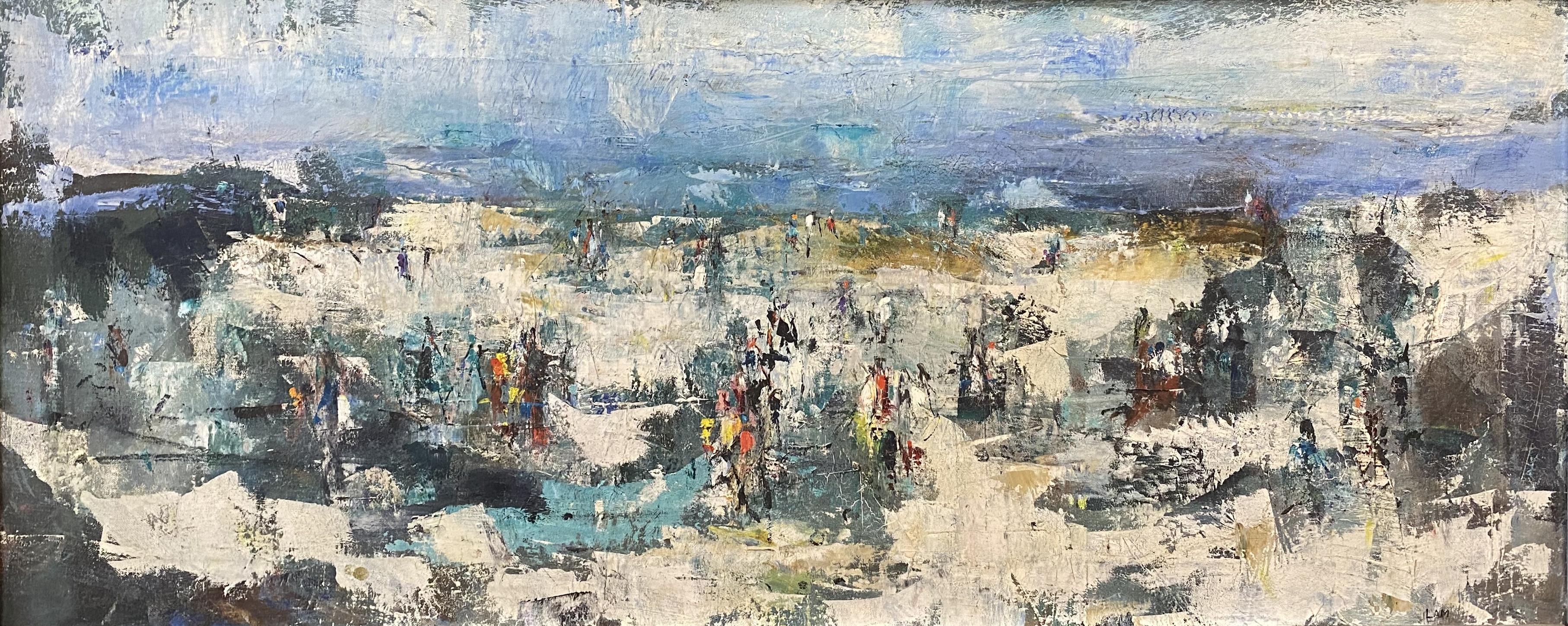 Scena di spiaggia impressionista moderna - Art Impressionismo americano di Jennett Lam