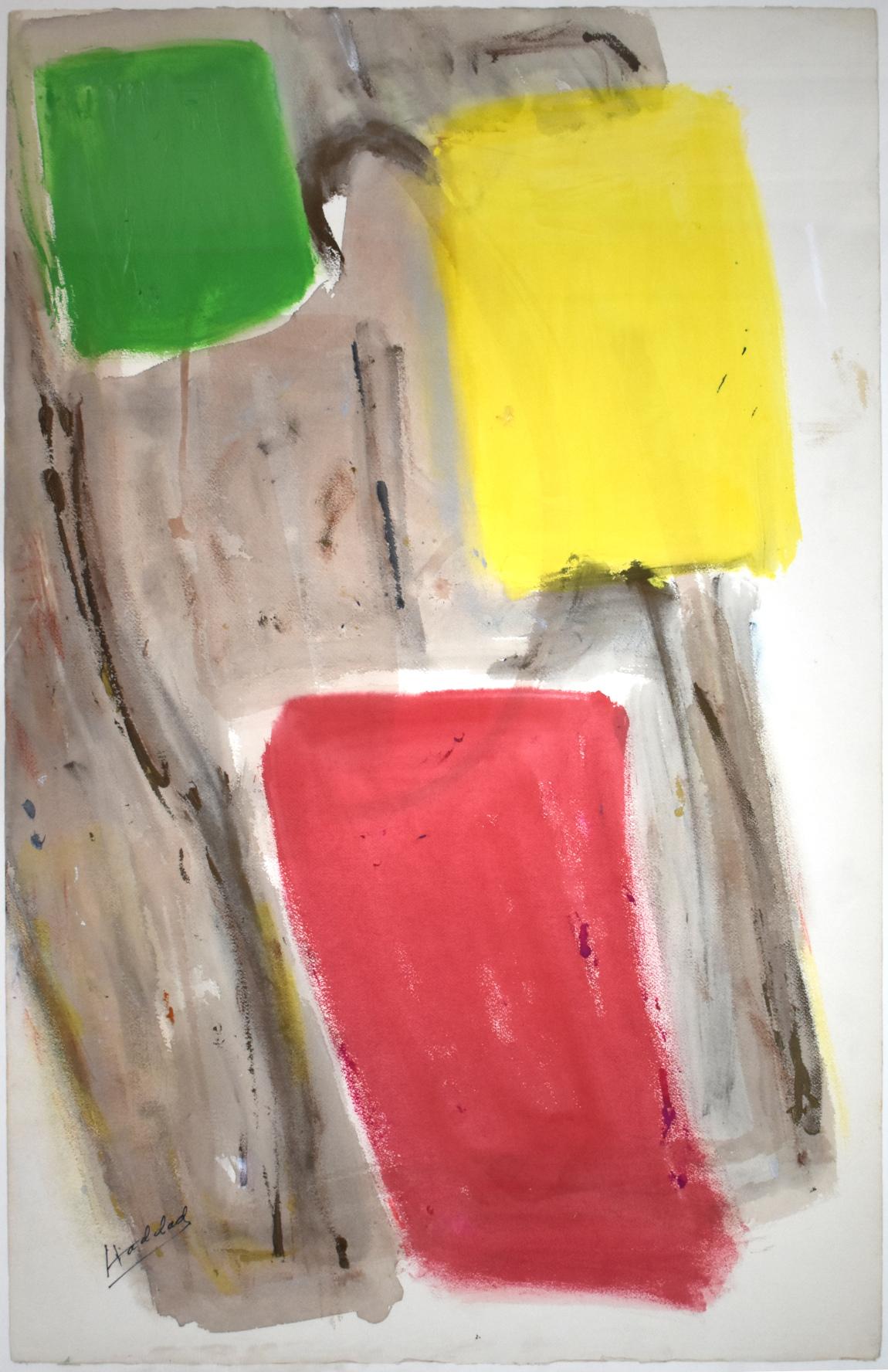 Jennie Haddad Abstract Painting - " PATCH WORK "  LATE 1950s ABSTRACT STUDENT OF HANS HOFFMAN MID CENTURY MODERN