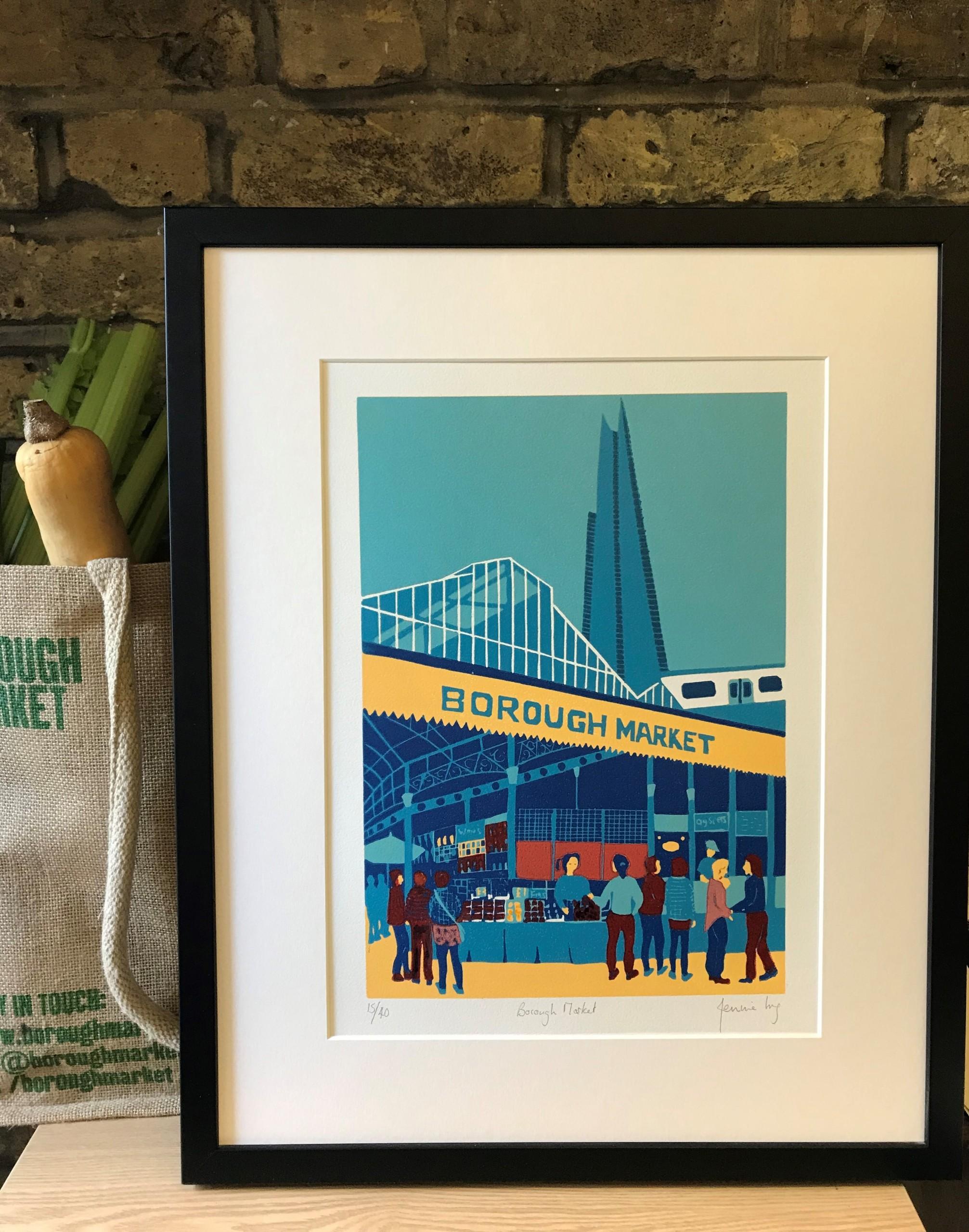 Borough Market, Stampa in edizione limitata, Londra, Paesaggio urbano - Print di Jennie Ing