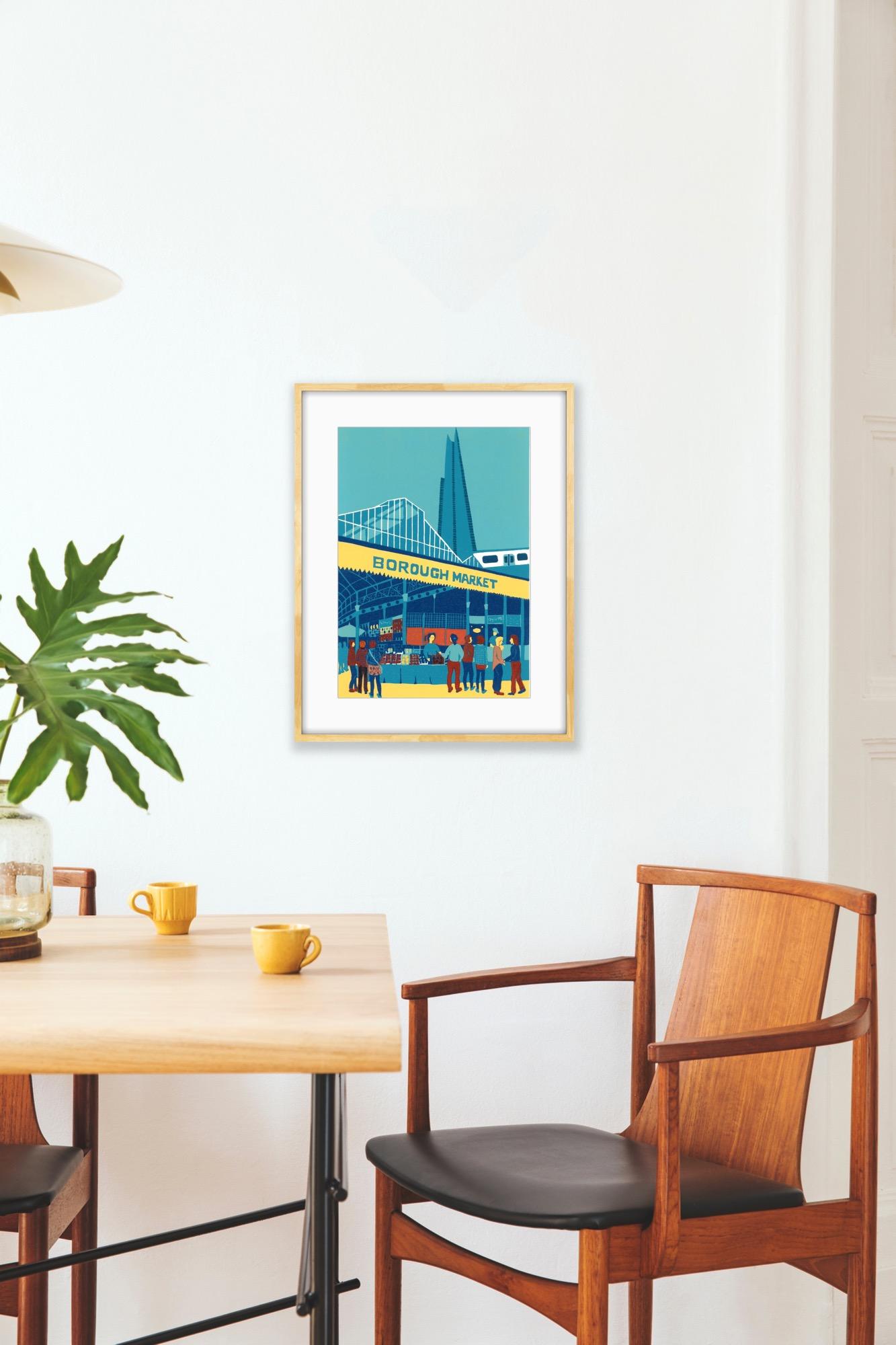 Borough Market di Jennie Ing [2018]
 
Stampa linoleografica del famoso e amato Borough Market di Londra. Stampato a mano con inchiostri a base di olio su carta Fabriano Tiepolo 100% cotone. La stampa viene venduta con un supporto per finestra che si
