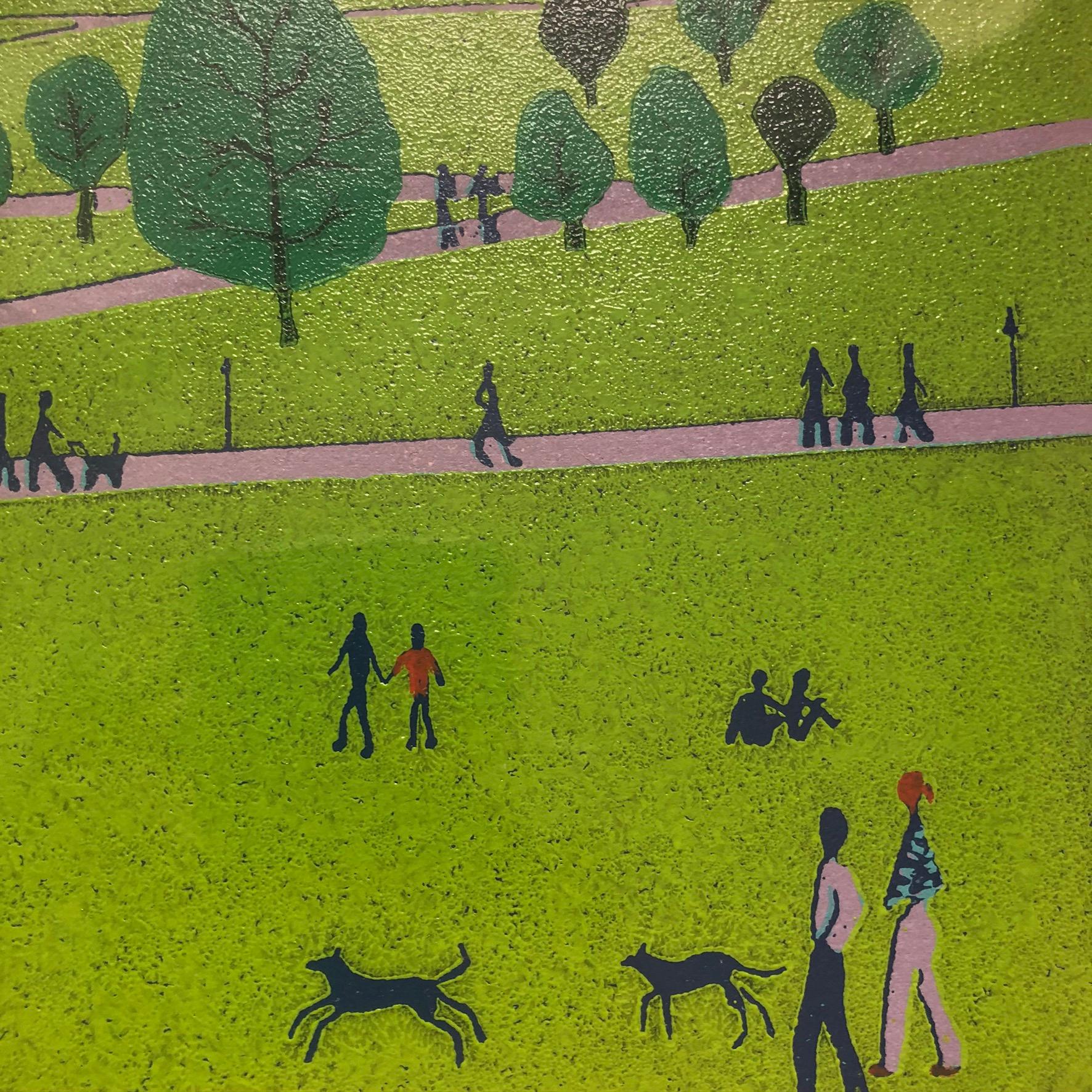 Primrose Hill: The View - Green Landscape Print by Jennie Ing