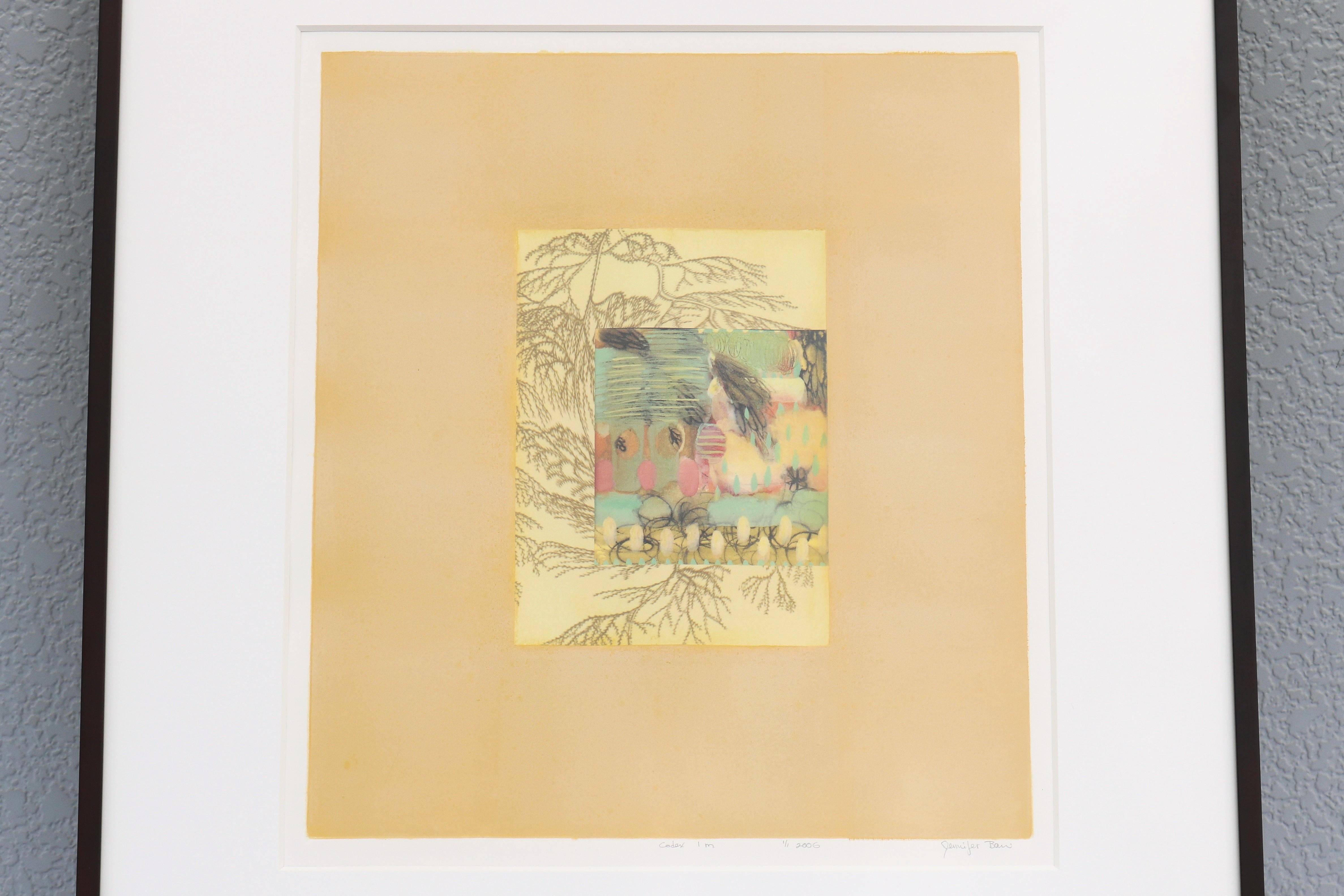 Jennifer Bain Abstrakte Monotypie Kunstwerk One-of-a-Kind, signiert und gerahmt, 2006 (Moderne) im Angebot