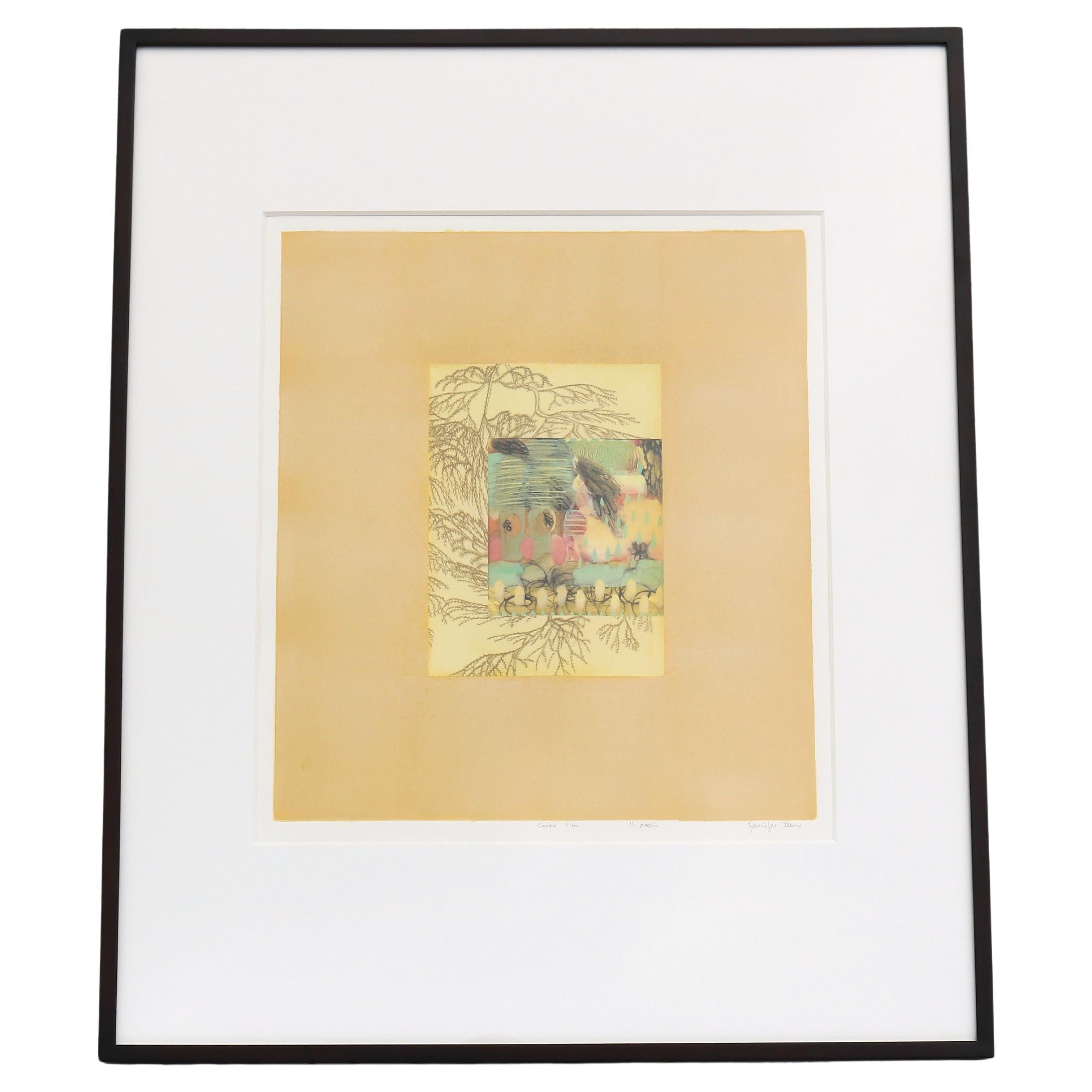 Jennifer Bain Abstrakte Monotypie Kunstwerk One-of-a-Kind, signiert und gerahmt, 2006