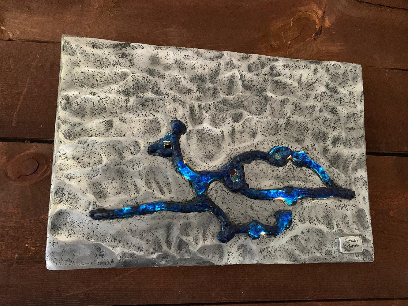Sculpture murale Waypoints en verre bleu de couleur argentée en vente 2