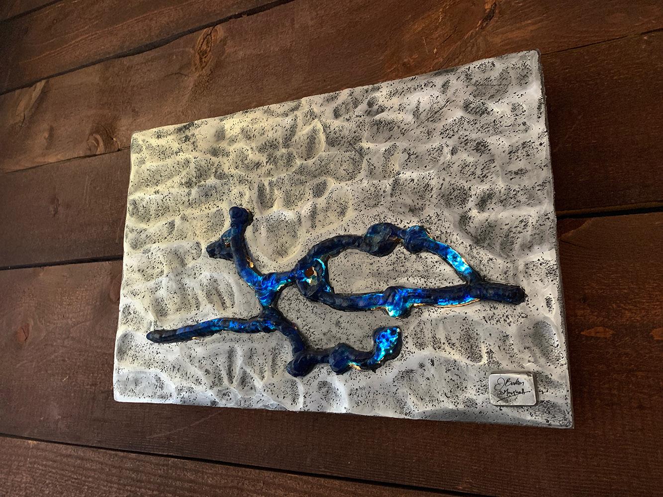 Sculpture murale Waypoints en verre bleu de couleur argentée en vente 3