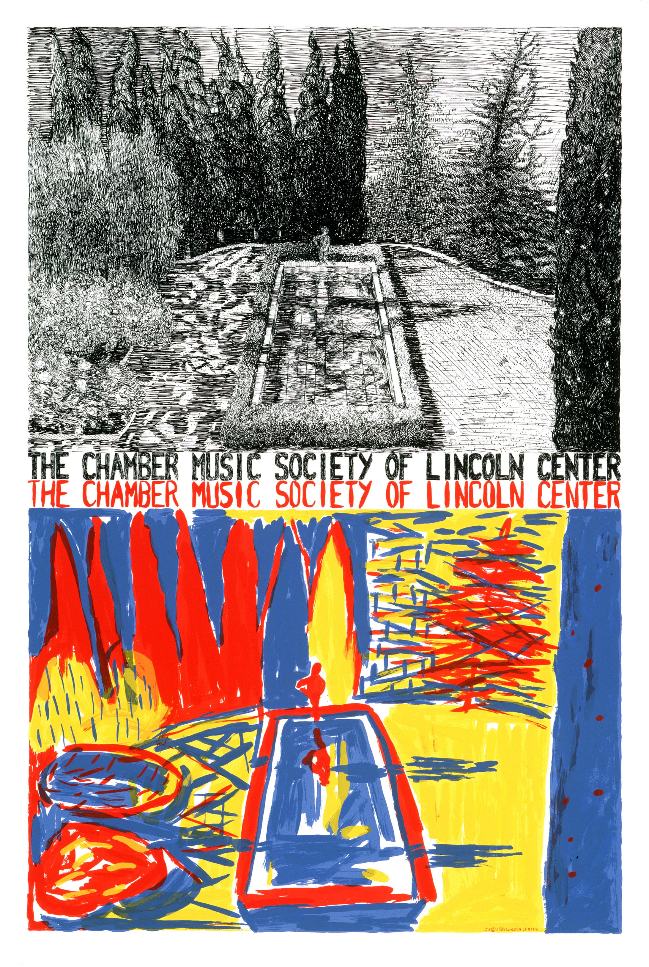Jennifer Bartlett Landscape Print - Untitled (Chamber Music Society), 1981