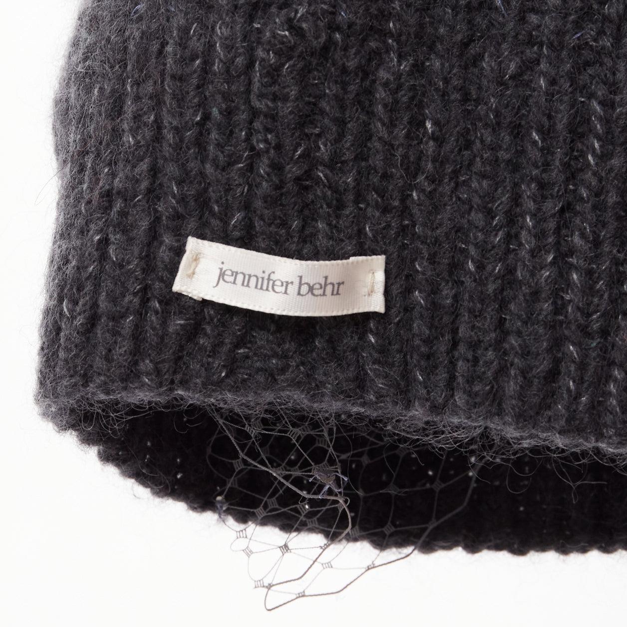 JENNIFER BEHR grey charcoal crystal beads veil round top beanie hat For Sale 3