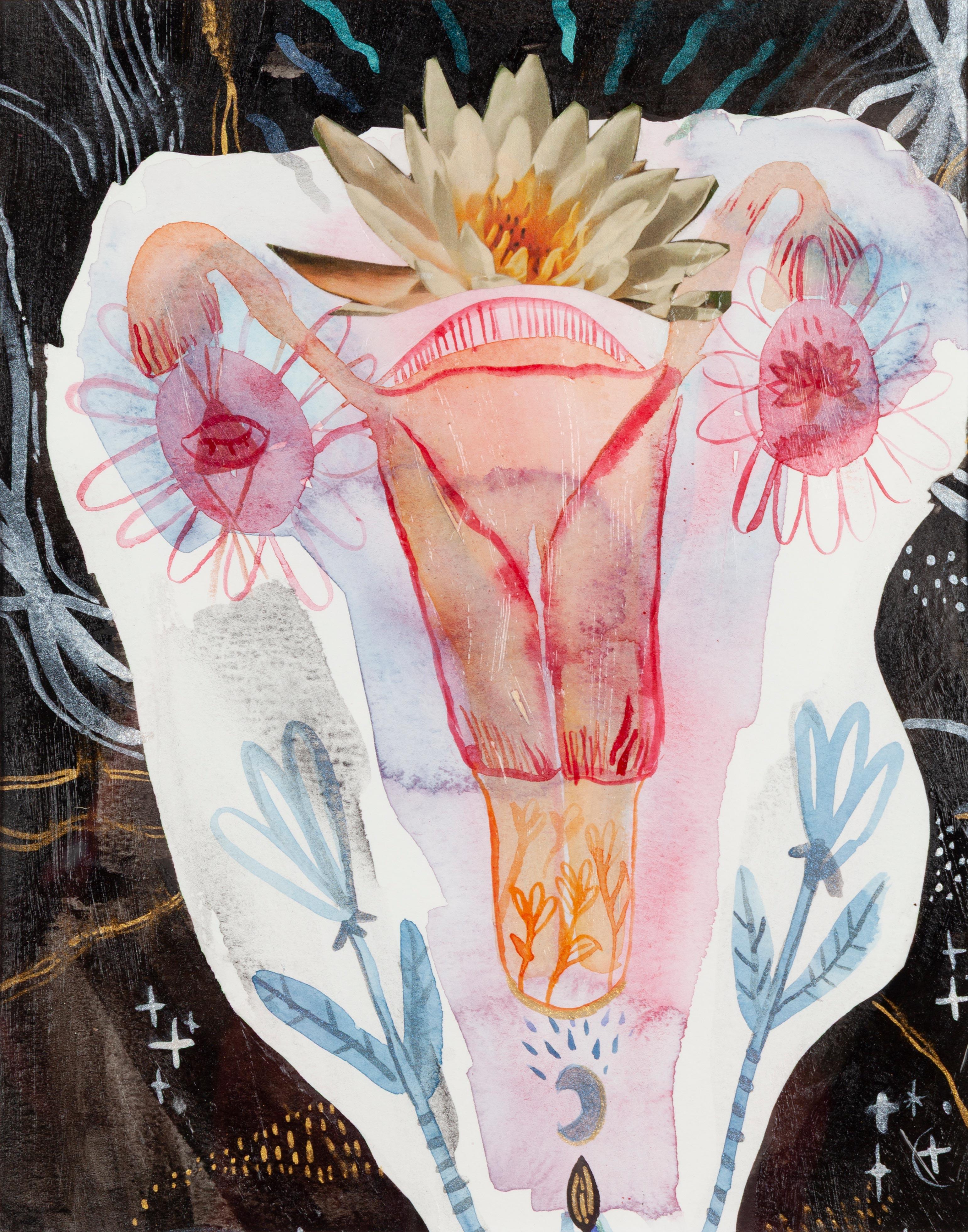 In der kosmischen Gebärmutter ist alles möglich (Zeitgenössisch), Mixed Media Art, von Jennifer Belair Sakarian
