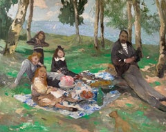 "Picnic in famiglia in riva al mare": i bambini si godono un picnic e una torta con il padre