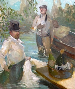 "Wedding Party on the River" men on the river drinking, wedding, party, boat