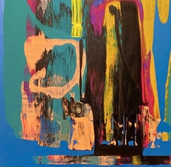 "Blue Dragon" (2022) by Jennifer Bobola, Mixed Media Abstract Painting