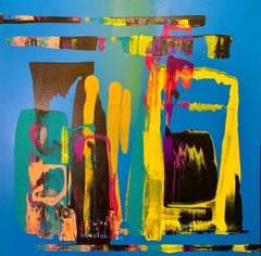"Blue Dragon" (2022) by Jennifer Bobola, Mixed Media Abstract Painting