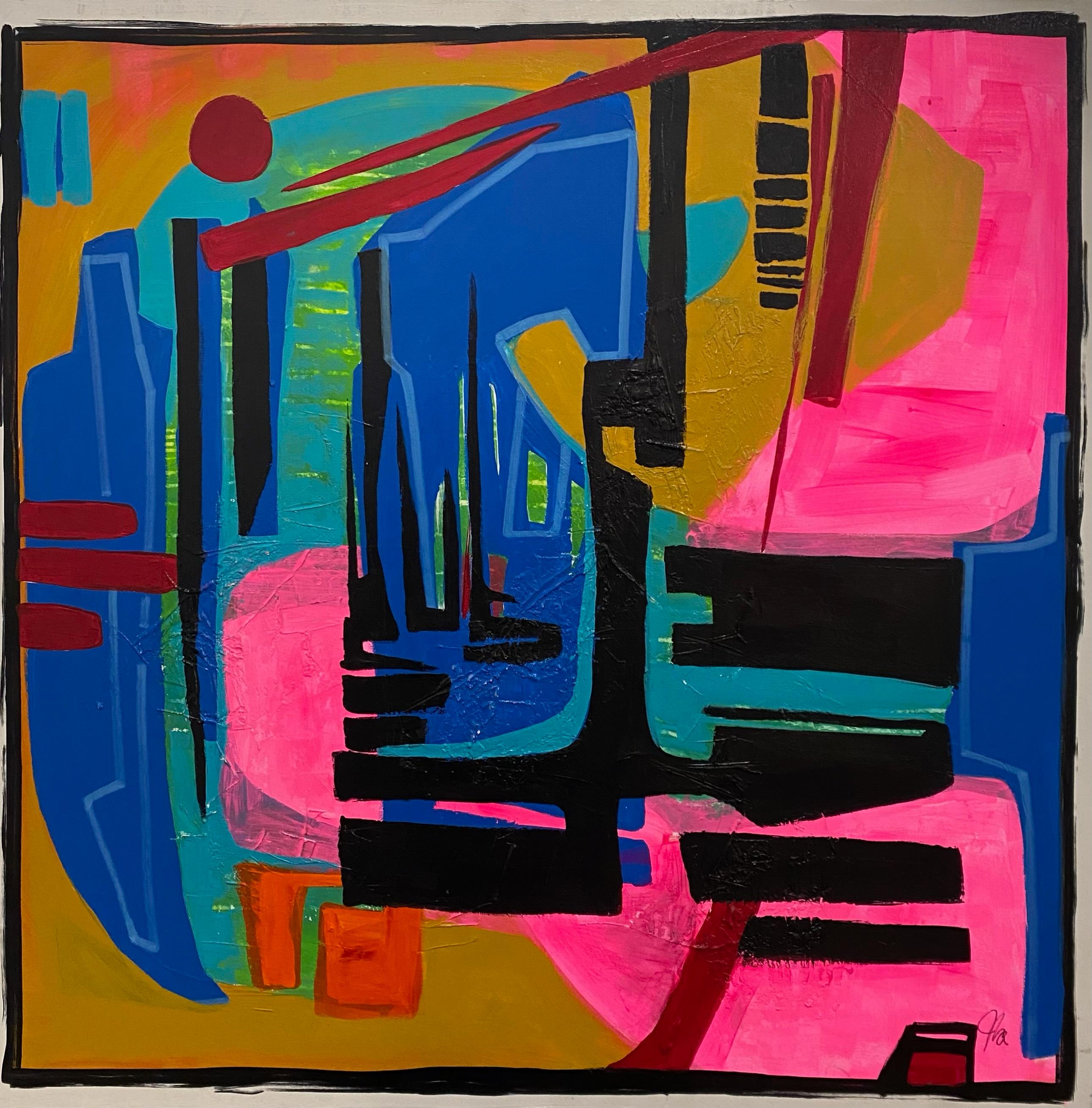 „City Edge“ (2022) von Jennifer Bobola, Abstraktes Gemälde in Mischtechnik