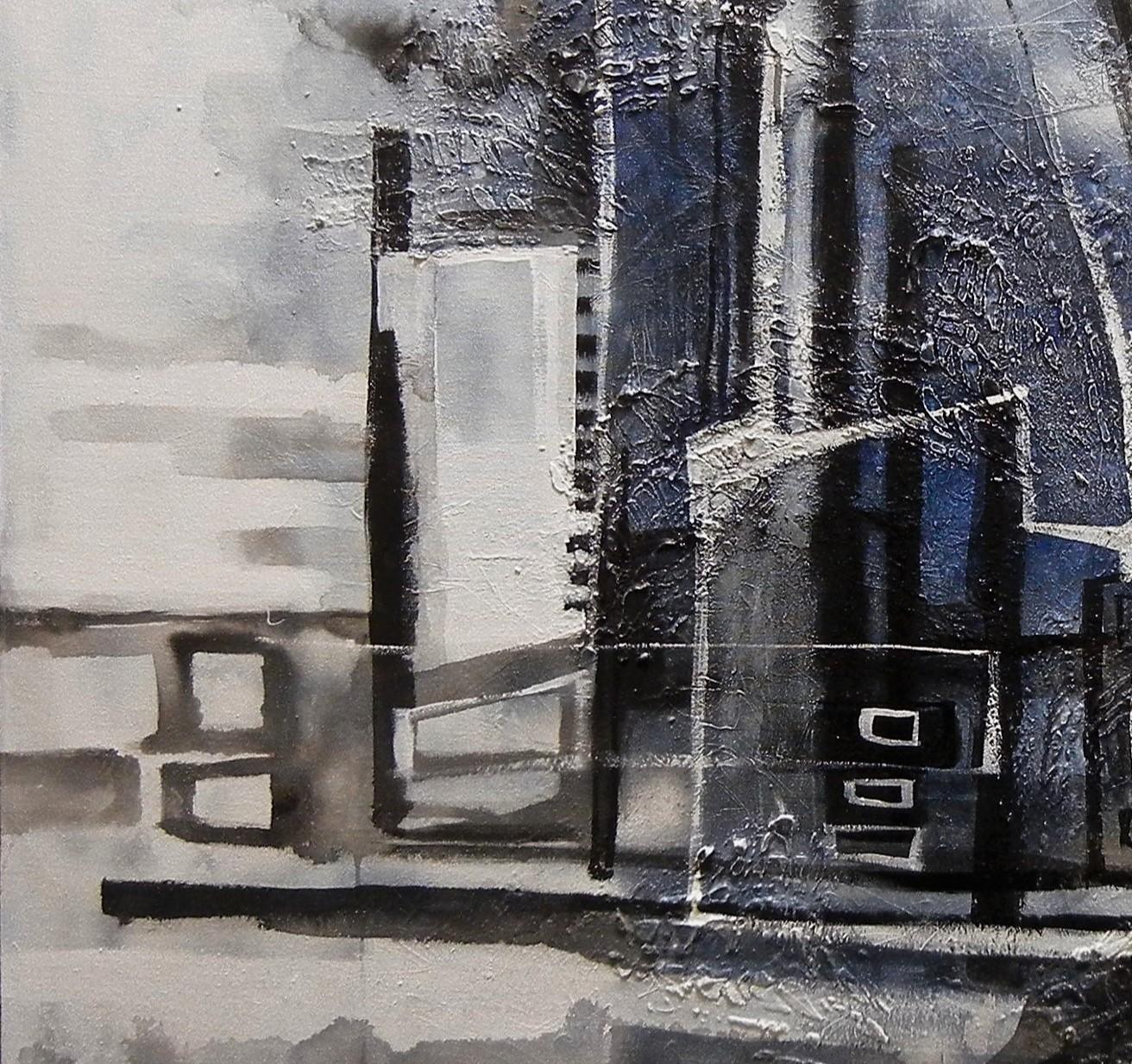 „Stadt Static“ (2022) von Jennifer Bobola, Abstraktes Gemälde in Mischtechnik im Angebot 2