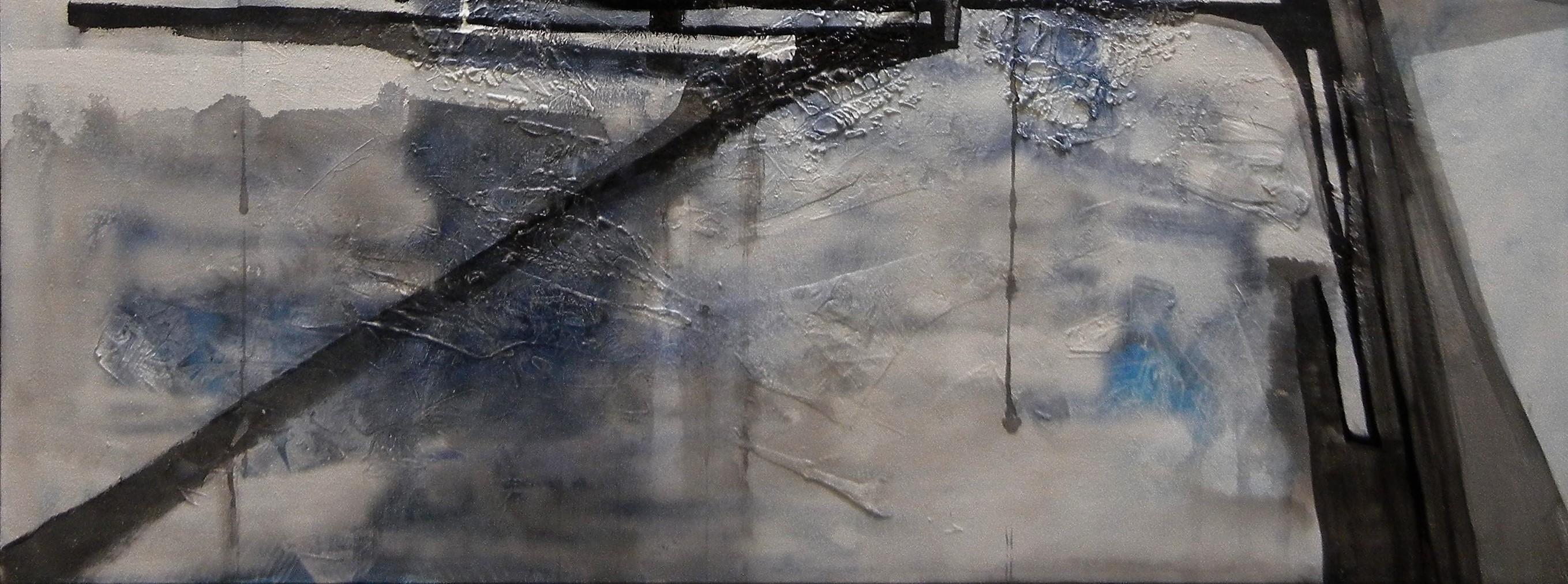 „Stadt Static“ (2022) von Jennifer Bobola, Abstraktes Gemälde in Mischtechnik im Angebot 3