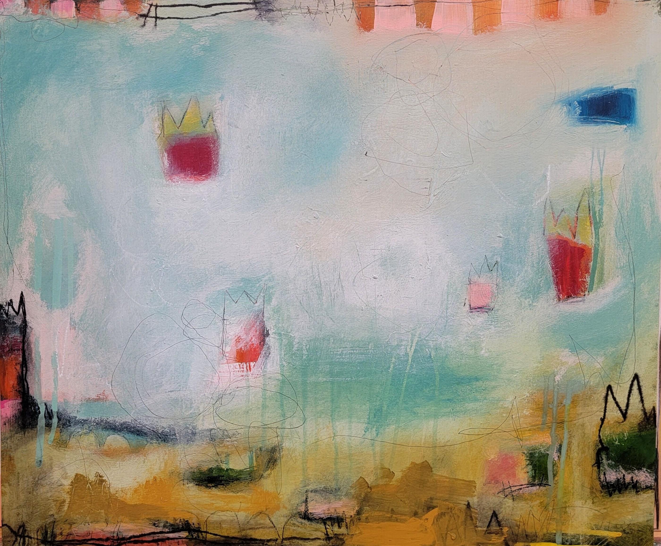 Abstract Painting di Jennifer Bricker-Pugh - Campi di fragole