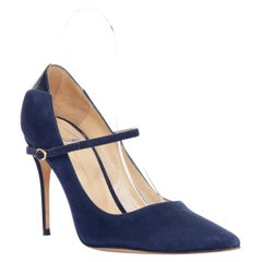 JENNIFER CHAMANDI Lorenzo 105 blue suede eye of needle stiletto pumps EU36.5