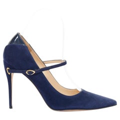 JENNIFER CHAMANDI Lorenzo 105 blue suede eye of needle stiletto pumps EU36.5