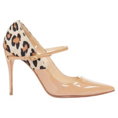 JENNIFER CHAMANDI Lorenzo 105 nude patent leopard calf hair pumps EU36.5 US6.5