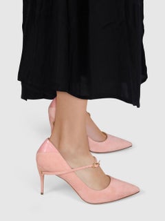 Jennifer Chamandi Pink Suede Anke Strap Heels Size IT 38.5