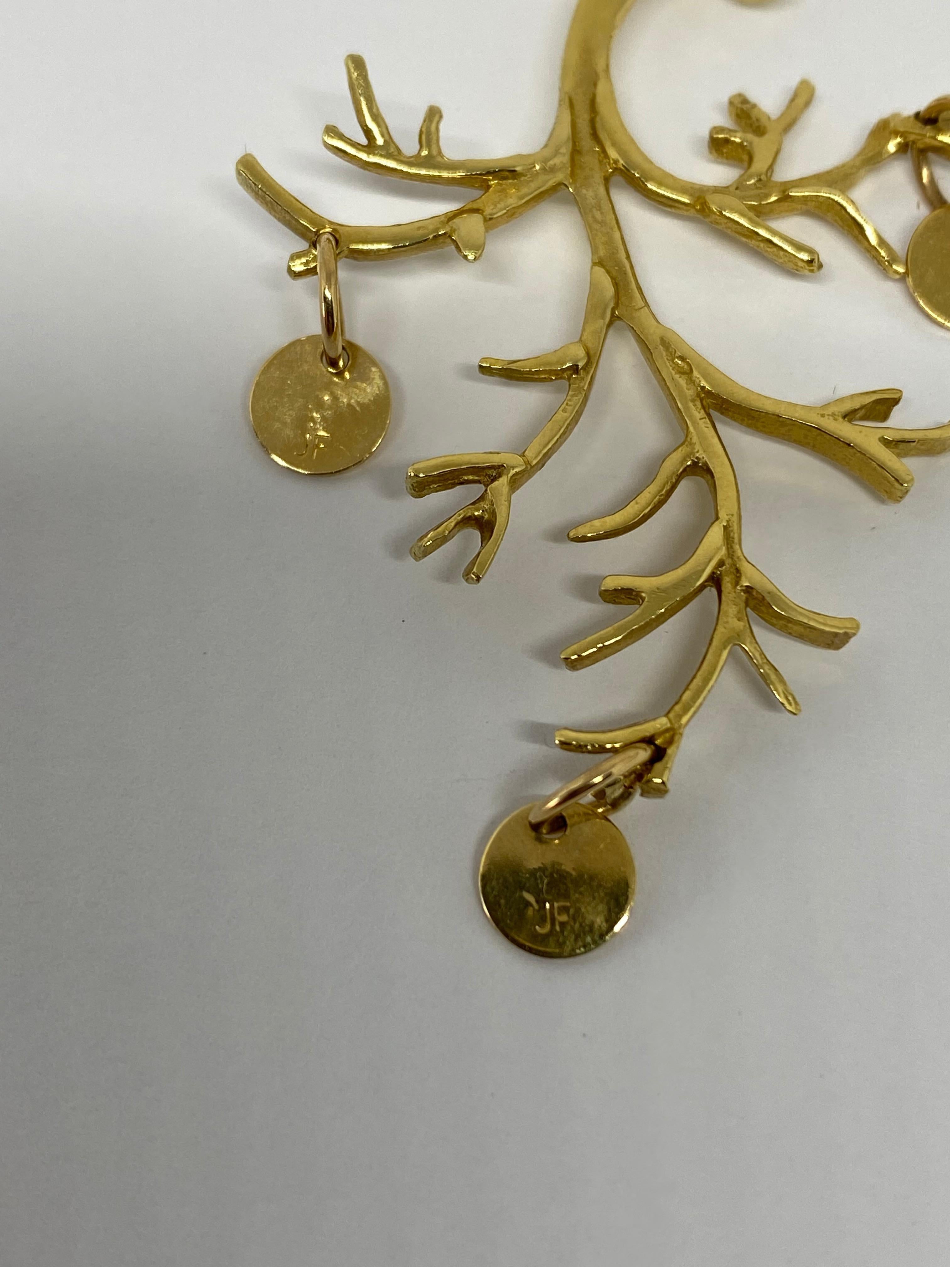 Jennifer Fisher 18k Yellow Gold Branch Pendant w/ J M S Initial For Sale 2