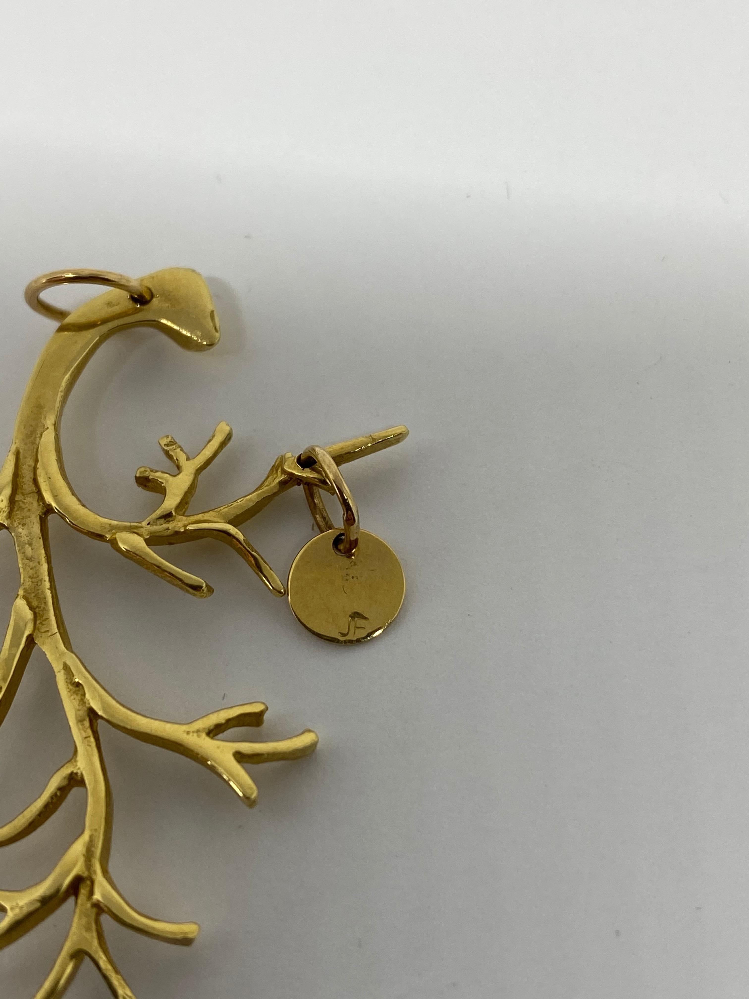 Jennifer Fisher 18k Yellow Gold Branch Pendant w/ J M S Initial For Sale 1