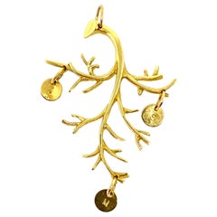 Jennifer Fisher Pendentif en forme de branche en or jaune 18 carats avec initiale J M S