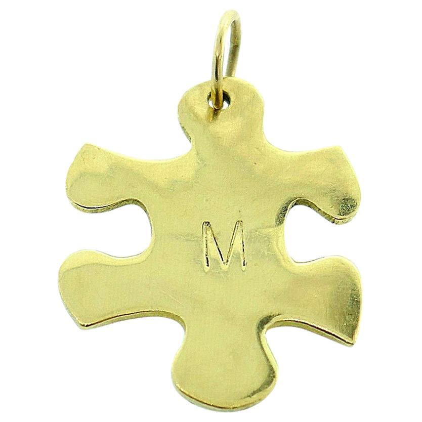 Jennifer Fisher 18k Yellow Gold M Initial Puzzle Piece Charm Pendant