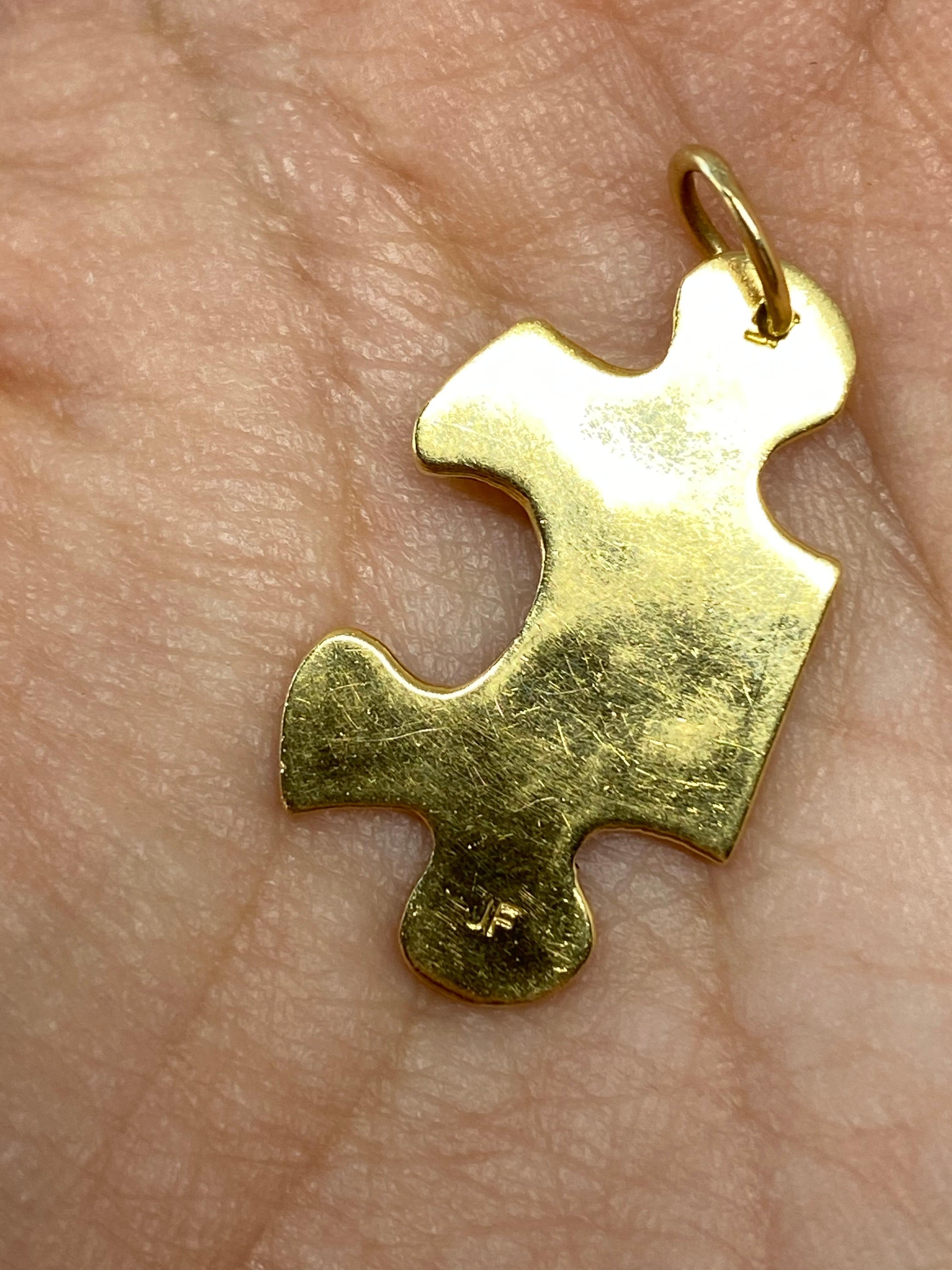 Modern Jennifer Fisher 18k Yellow Gold S Initial Puzzle Piece Charm Pendant