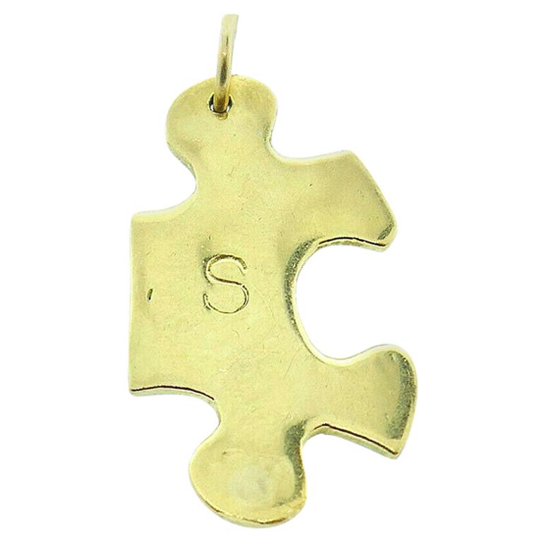 Jennifer Fisher 18k Yellow Gold S Initial Puzzle Piece Charm Pendant