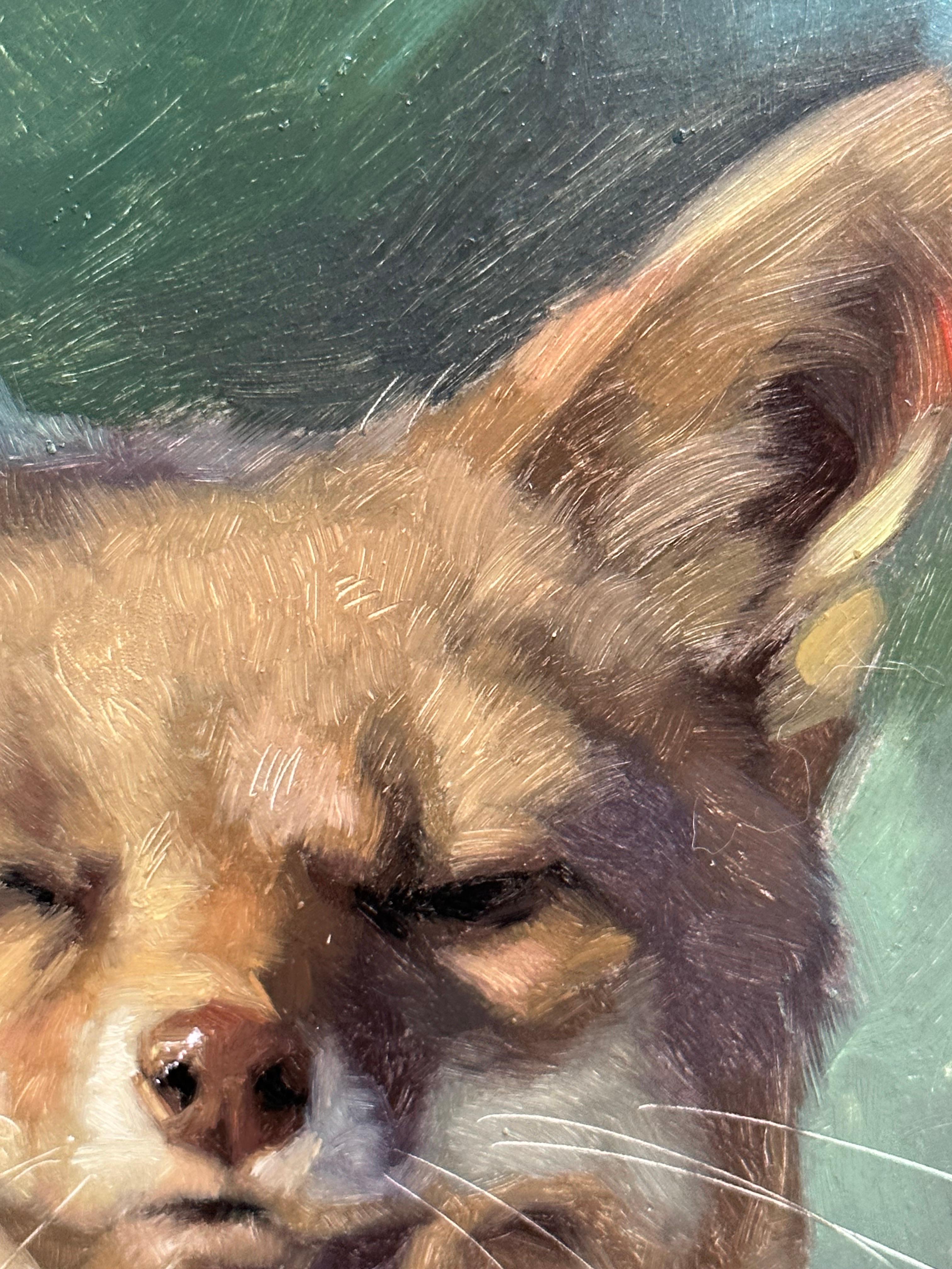 Ritratto realista americano di una volpe che strizza gli occhi alla luce - Painting Realismo di Jennifer Gennari