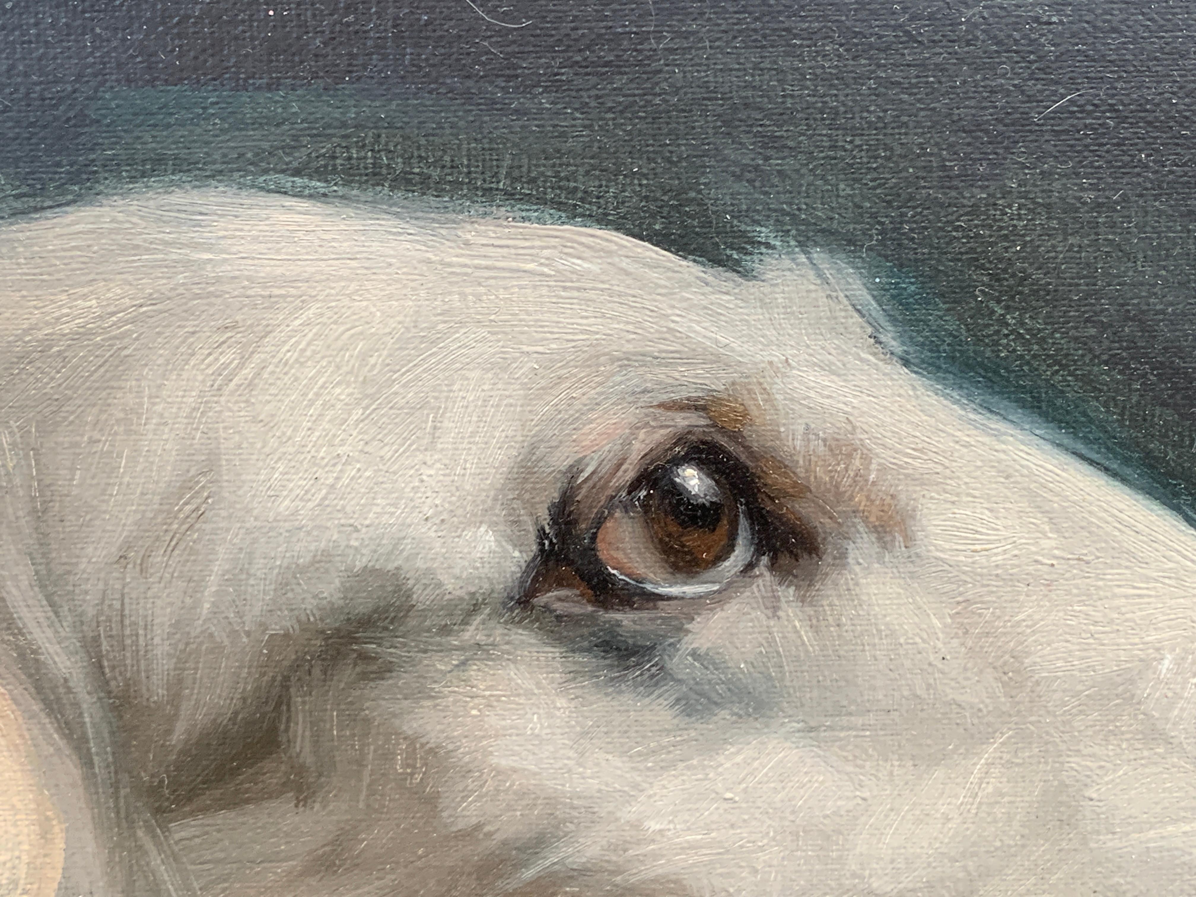 Exceptional Portrait of a Borzoi dog - Painting by Jennifer Gennari