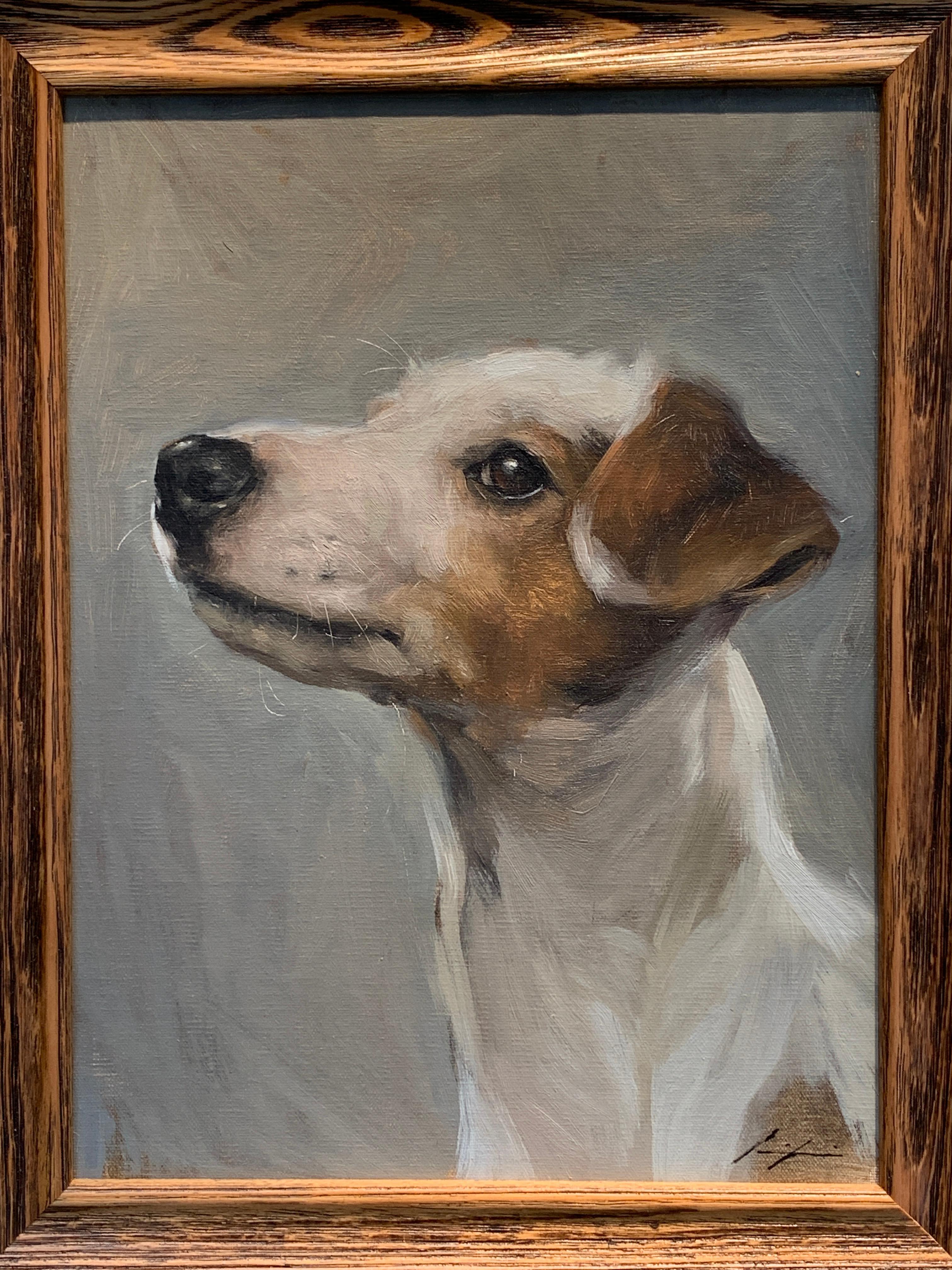 Jennifer Gennari Portrait Painting - Exceptional Portrait sketch of an American Jack Russell