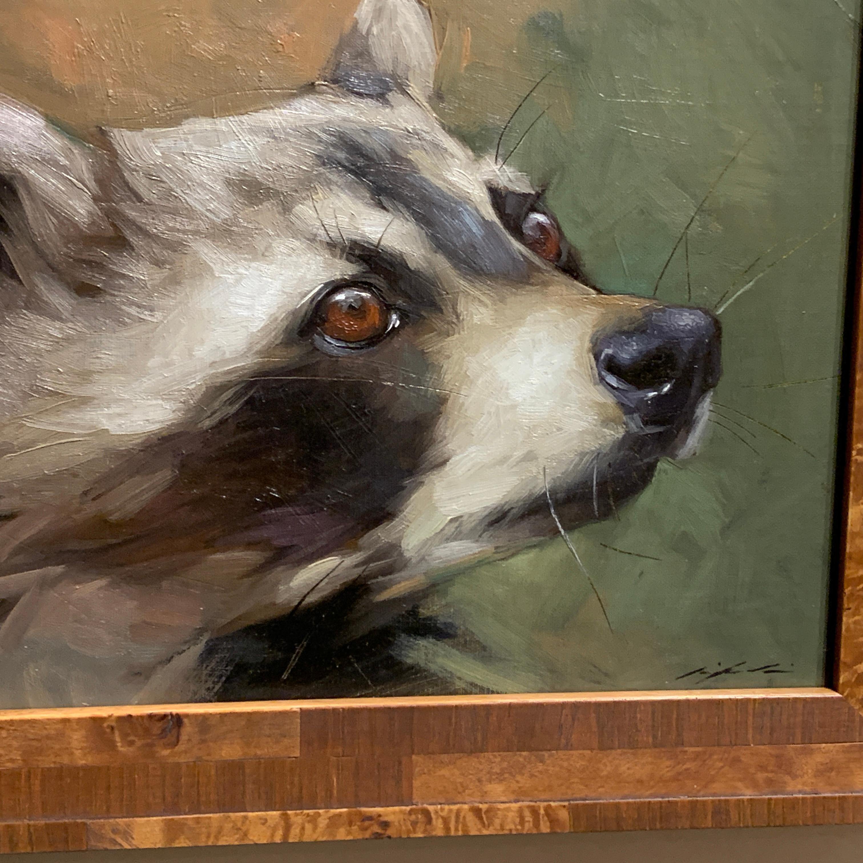 Portrait of an American Raccoon. - Painting by Jennifer Gennari